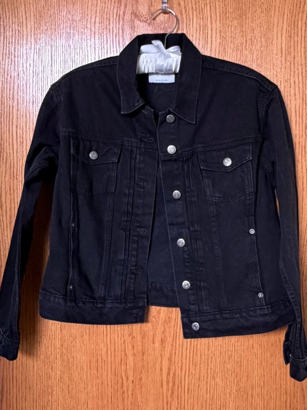 Old Navy Black Denim Jacket | Medium | Classic Button Front